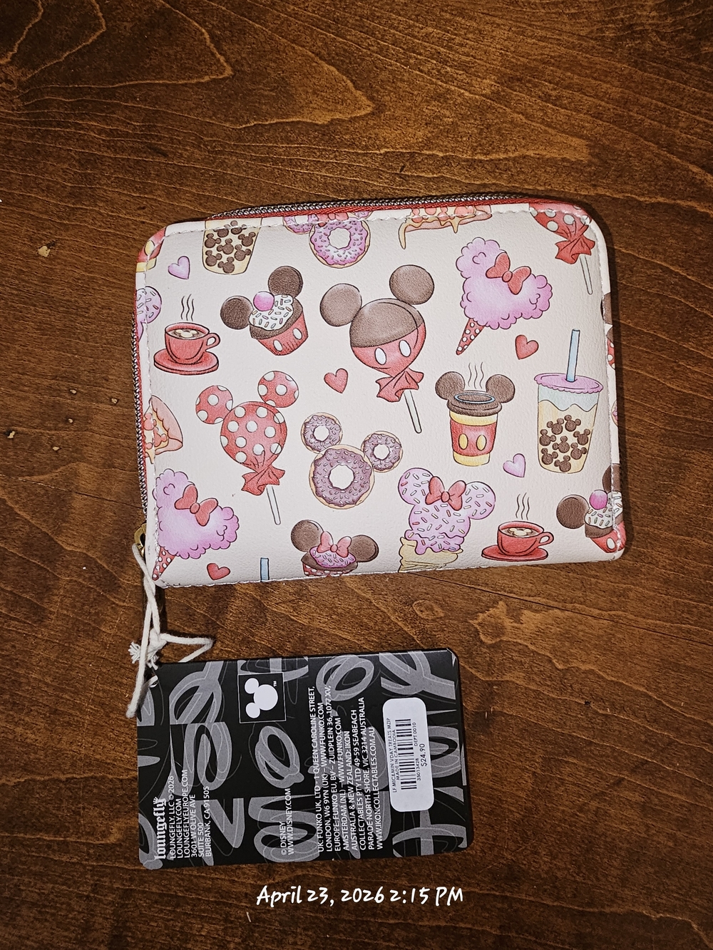 Disney Lounefly Treats Zip Wallet in Pink & Cream